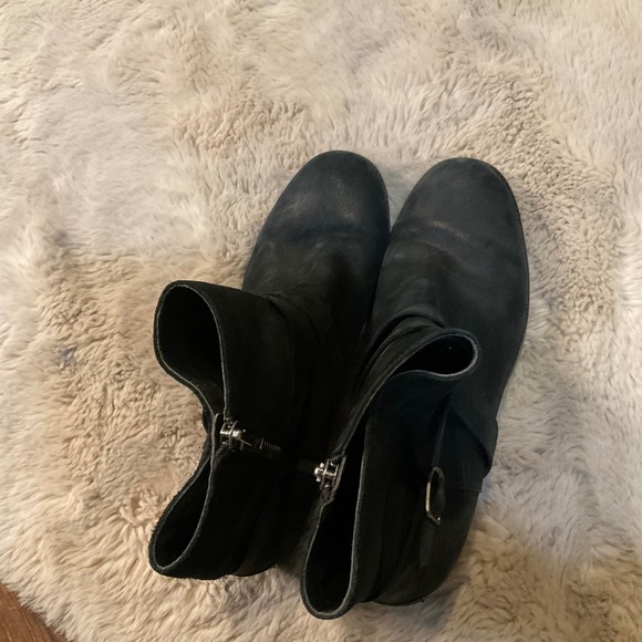 Sorel Cate Leather Buckle Ankle Boots Size 10.5 Black Chunky Heel Womens - Picture 9 of 9